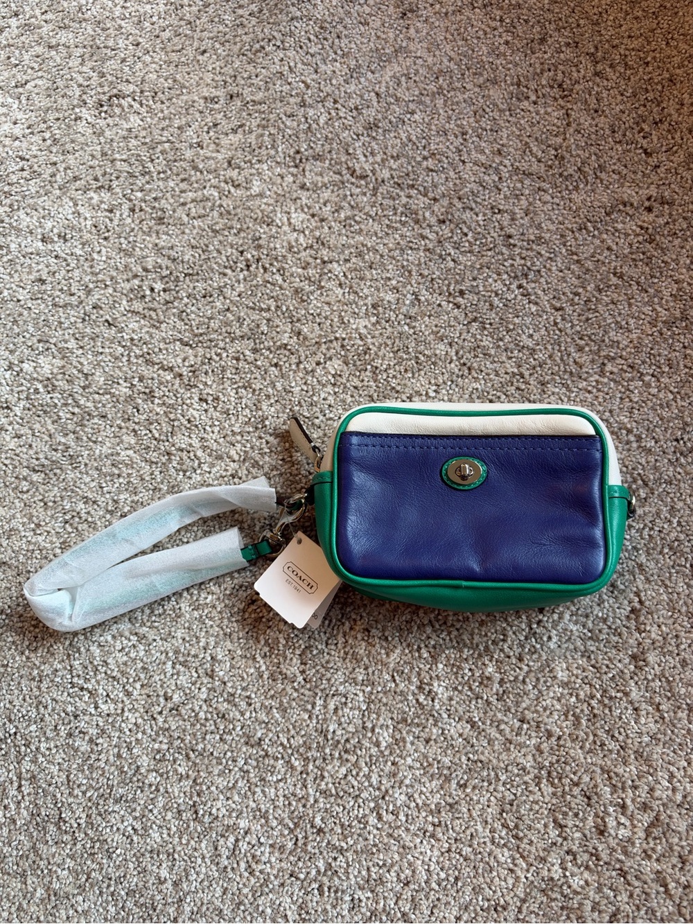 Coach Park Colorblock Multi Pouch / Crossbody – French Blue Multi 💙💚🤍